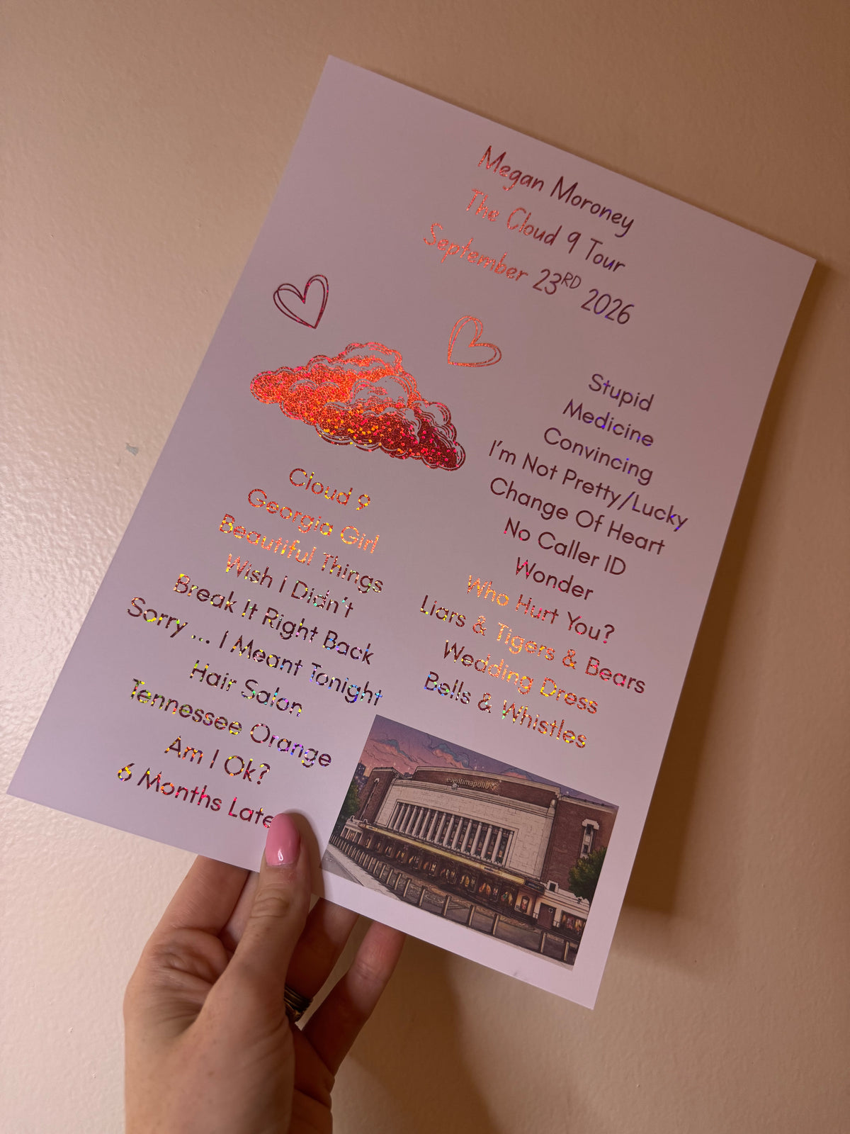 Foiled set lists! Inspired by Megan Moroney