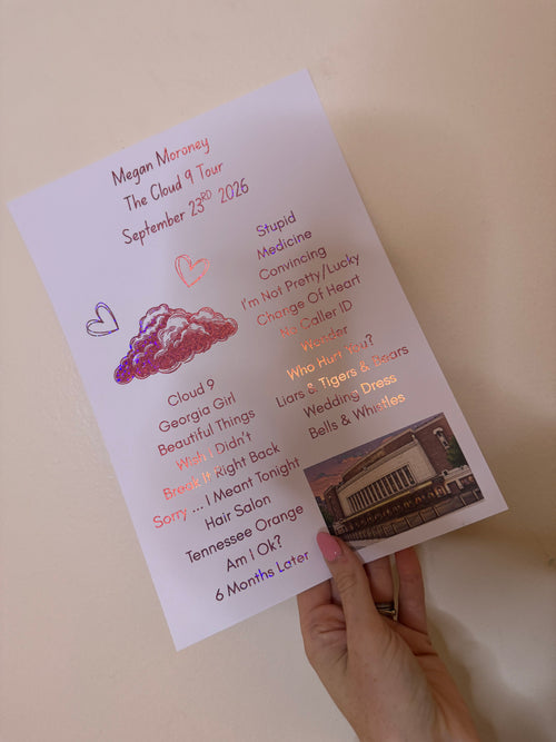 Foiled set lists! Inspired by Megan Moroney