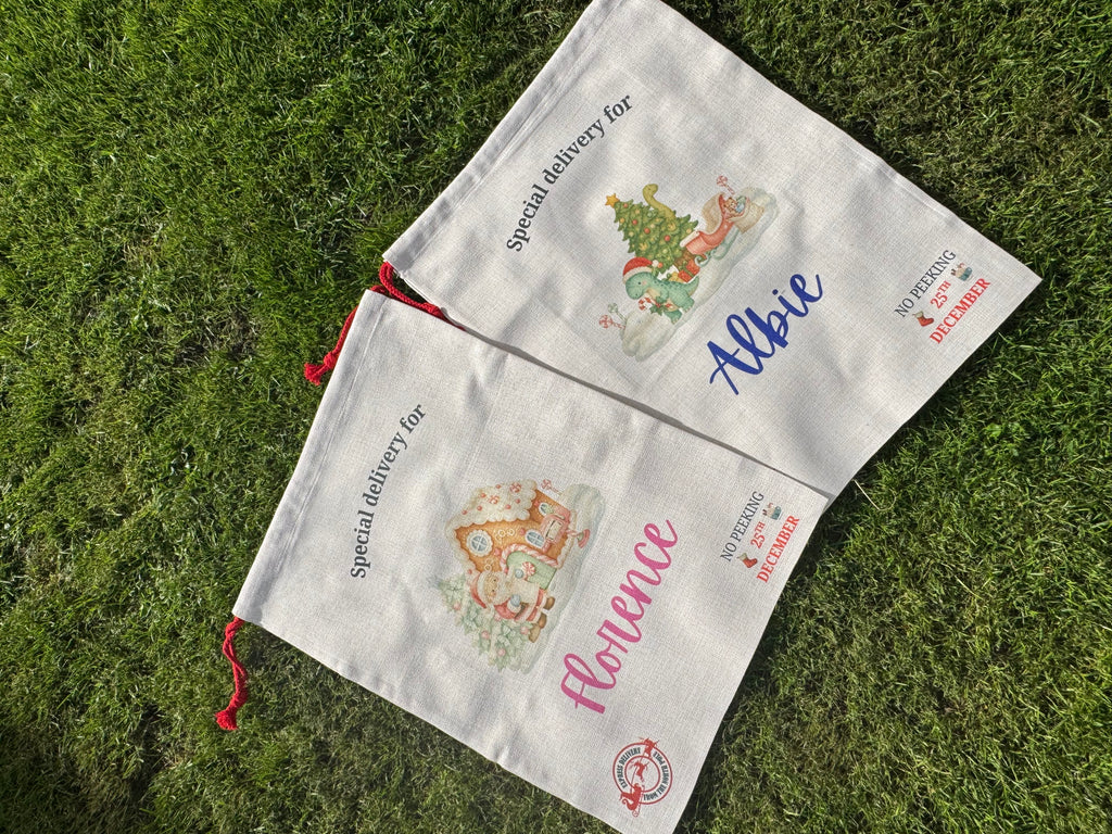 Personalised Santa sack - Santa/ gingerbread house