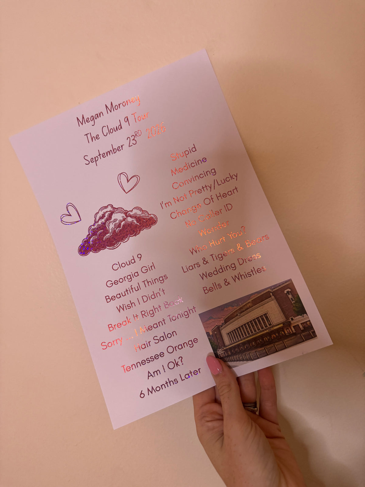 Foiled set lists! Inspired by Megan Moroney