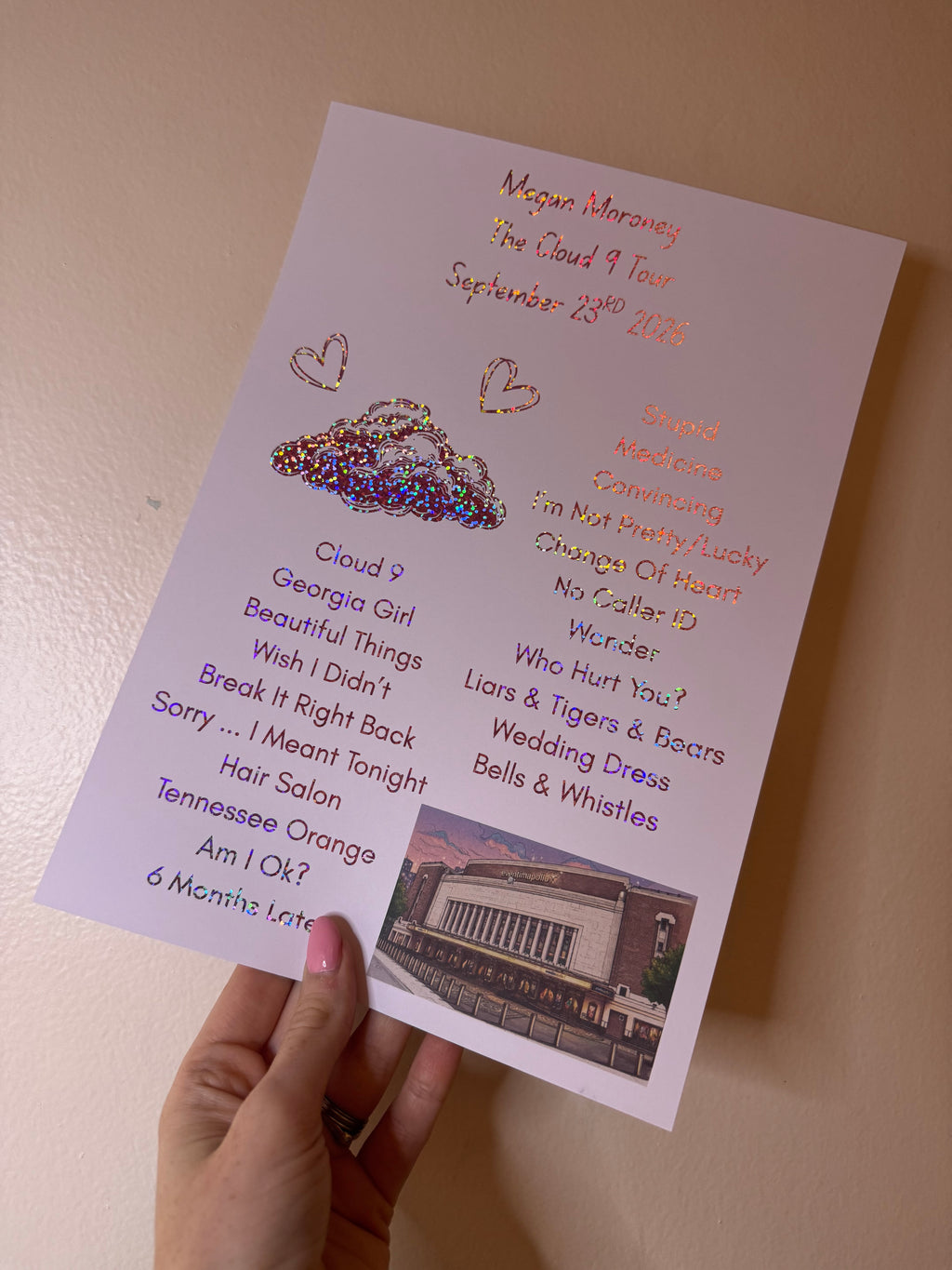 Foiled set lists! Inspired by Megan Moroney